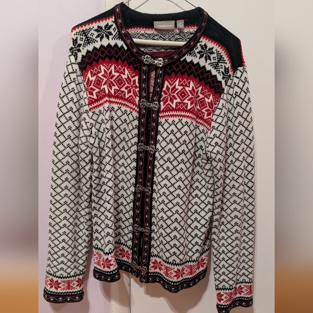Women's Nordic Pattern Sweater - Red and Black